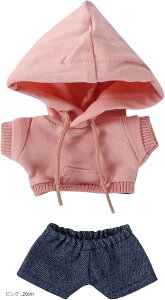 ぬい服-ぬいぐるみ-服-20cm パーカー-デニムパンツ-人形 ピンク (ピンク, 20cm)