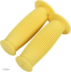 【楽天ランキング1位入賞】互換品nakira バイク グリップ 原付 ハンドル 樽型 22.2mm 左右セット ラバーF型(イエロー, 22.2mm)