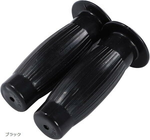 互換品nakira バイク グリップ 原付 ハンドル 樽型 22.2mm 左右セット ラバーI型 ブラック (ブラック, 22.2mm用)