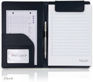 【楽天ランキング1位入賞】クリップボード A5 ファイル バインダー 二つ折り 多機能 持ち運び ペンホルダー ポケット付き 名刺入れ OF403 黒色 (ブラック, A5)