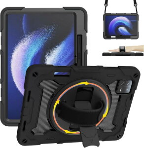 Xiaomi Pad 6/6 Pro �P�[�X �V���I�~ �ϏՌ��P�[�X �y�����[ | 360°��]�X�^���h �n���h�X�g���b�v �V�����_�[�X�g���b�v �ی�t�B�����t�� �S�ʕی�P�[�X