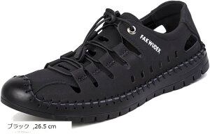 �X�|�[�c �T���_�� �����Y ���΂Ȃ� �C�Ђ� PU���U�[ ���V�� �S������ �ʋC�� �y�� �����₷�� �A�E�g�h�A (�u���b�N, 26.5 cm)