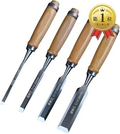 【楽天ランキング1位入賞】木工平ノミ 4本セット 木彫り クロムバナジウム鋼 のみセット フラット 彫刻 切れ味抜群 プロ仕様 木工用 大工道具 DIY 面取り 鑿 6/10/16/24mm