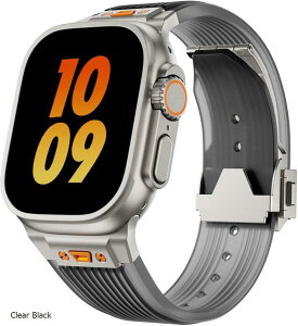 Apple watch �o���h Ultra 3 2 1 �Ή� 49mm Series 10 8 7 6 5 46mm 45mm 44mm ������� �A�b�v���E�H�b�` �V���R�� �X�e�����X �E���g���o���h �X�|�[�c (Clear Black)