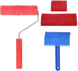 【楽天ランキング1位入賞】パターンローラー 塗装ローラー 木目調 ローラーハンドル 4点セット