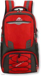 リュック 登山 大容量 50L - 60L ウエストベルト ハイキング キャンプ バックパック 防災 撥水 フィット感 通気性 多機能(レッド, M)