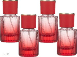 香水 アトマイザー 持ち運び スプレー容器 アルコール 詰め替え 4個セット(レッド, 30ml)