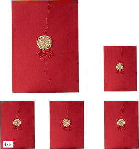 互換品 賞状 ホルダー ファイル a4 5冊セット 証書 箔押し 証書入れ 賞状入れ 卒業式 感謝状 (レッド)