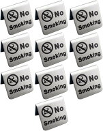 禁煙プレート 10個セット ステンレス 卓上 サインプレート 分煙 No Smoking (シルバー)