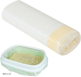 AllBright 猫トイレ袋 猫砂袋 ねこトイレ用ゴミ袋 猫用うんち処理袋 巾着袋 片付け簡単 丈夫 使い捨て 40枚 (ホワイト, Mサイズ)