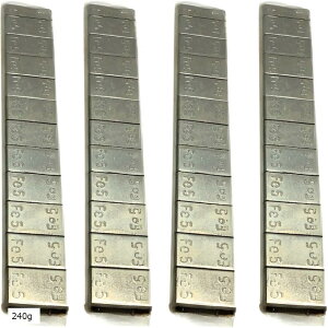 鉄製スチールバランスウエイト 貼り付け 5g刻み 強力テープ 乗用車 バイク ホイール ラジコン 筋トレ(240g)