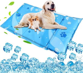 ペット ひんやりマット 犬 猫 冷却マット ペット用 クールマット 涼しい 熱中症 熱さ対策 接触冷感 防水 耐噛み 枕付き 冷感シート 洗える 無害ジュル 中型 大型犬 ウサギ 対応 人間ペット兼用 (枕付き, L(60x105cm))