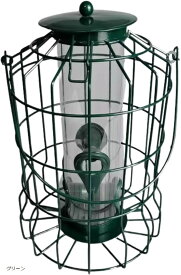 【楽天ランキング1位入賞】バードフィーダー 小鳥用 餌台 吊り下げ式 メッシュガード付き ヒヨドリ対策 頑丈設計 餌やり器 庭 ベランダ 対応 (グリーン)