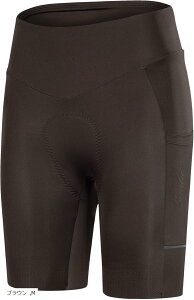 レディース サイクルパンツ サイクルショーツ ハイウエスト4Dパッド 高弾性 通気性 サイドポケット 滑り止め 反射ストライプ 自転車ロードバイクショーツ(ブラウン, M)