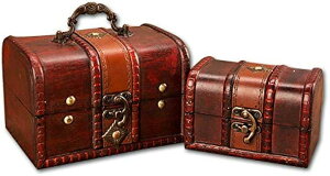 宝箱 レトロ 宝石箱 小物入れ 収納 アンティーク アクセサリー 大小セット 海賊 (レトロ, 大小セット)