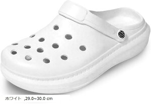 サウナクロッグ サンダル EVA 軽量 速乾 防臭 リカバリーサンダル 滑りにくい 柔らかい アウトドア テントサウナ メンズ レディース(ホワイト, 29.0〜30.0 cm)