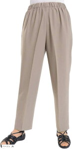 シニア レディース パンツ ズボン ゆったり ゴム 調整 夏 股下 60cm 高齢者 おばあちゃん 902 (ベージュ, 5L)
