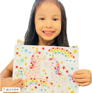 子連れ待ち時間の暇つぶしに最適個包装 知育モザイクシール貼りセット モンテッソーリ教師監修 手と目の協応 繋がったクリスタルシール ドゥエガッティーニ (カラフル, ぬりえ付き)