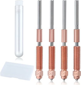 K1C 3Dプリンタノズルキット クイックスワップノズルキット 2個 0.4mm+1個 0.6mm+1個 0.8mm チタン合金ヒートブレイクサポート付き 銅合金ノズルキット 高速ハイフロー印刷対応 Ender V3 MAX(イエロー)