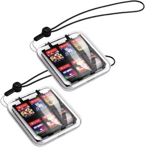 スイッチソフトケース switchカセットケース switchソフト収納 クリア タイプ ストラップ付 2個セット(クリア)