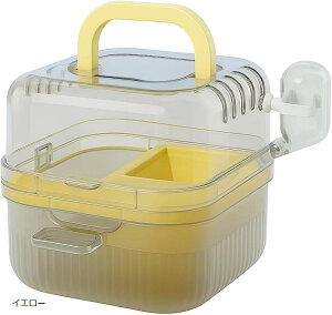 小動物ケージ お出かけ ハムスター チンチラ おでかけ用キャリー 滑車&給水器付き (イエロー)