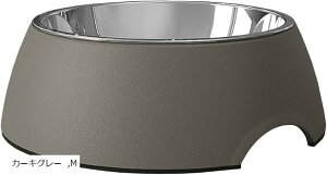 フードボウル 犬 ステンレス 食器 メラミン えさ皿 水入れ 滑り止め 小型犬 猫 ペット 取り外し可能 餌入れ (カーキグレー, M)