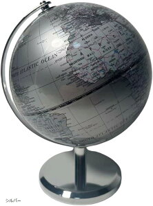 地球儀 おしゃれ インテリア アンティーク 世界地図 地理 オブジェ 模型 (シルバー)