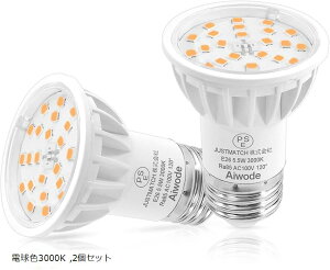 E26 LEDdE26 LEDX|bgCg5.5W 50-60W` dF3000K 񒲌Ή RA85 Lp120x Px600LM PSEF؍ (dF3000K, 2Zbg)