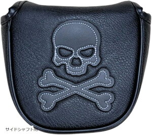 ゴルフ パター カバー ドクロ スカル センター シャフト 小型 黒 PU レザー マグネット 磁石 (ブラック, サイドシャフト用)