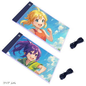 トレーサー LEDトレーサー 薄型3.3mm USB電源 3段階調光 トレース台 ライトボード イラスト マンガ用 SN-370-LT (クリア, L+L)