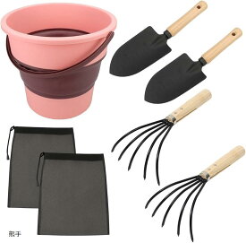 これ1つで準備完了 潮干狩りセット 2～4人用 折り畳みバケツ 熊手 スコップ 収納袋付き 貝掘り アサリ ハマグリ 家族連れ (マルチ, 熊手)