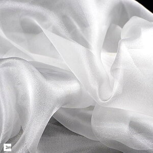 高光沢 オーガンジー 生地 手芸 カラー 無地 布 (ホワイト, 3m)