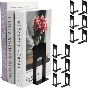 L字型本立て 6組セット 仕切り 整理整頓 雪崩防止 滑り止め 丸角 文庫本 漫画 雑誌 図鑑(ブラック, 130mmx70mmx100mm)