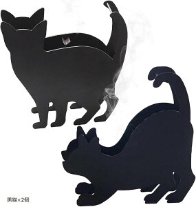 蚊取り線香 ホルダー 線香立て 猫 アウトドア キャンプ 蚊遣り スタンド 虫除け (黒猫x2個, 約18cmx4.5cmx19.5cm)