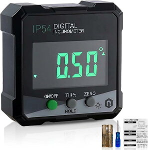 【楽天ランキング1位入賞】デジタル角度計 IP54 防水防塵 ±0.2° 角度測定器 傾斜器 水平器 分度器 小型 日本語説明書