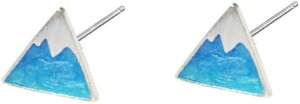 ピアス 富士山 両耳 マウンテン グッズ アクセサリー 登山 かわいい ブルー 三角 シンプル メンズ レディース(ブルー)