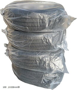 タイヤ 袋 100枚入 業務用 タイヤ保管袋 ビニール袋 タイヤカバー 屋外 防水 (100枚,25台分, 0.028mm厚)