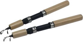 2本セットコンパクト釣り竿 穴釣り・サビキ・ワカサギ対応 振り出しロッド 伸縮式 軽量モデル (ブラック, 75cm)
