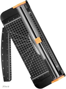 ペーパーカッター 裁断機 スライドカッター 小型 軽量 (ブラック, 380x150x35mm)
