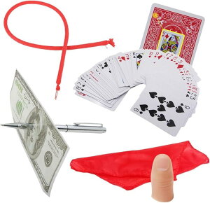 マジック トランプ ペン ハンカチ ロープ 消える 貫通 近景 手品 4点セット