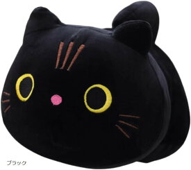 ネコ ぬいぐるみ 黒猫 もちねこ クッション かわいい 抱き枕 ふわふわ もちもち おもちゃ 癒し (ブラック)