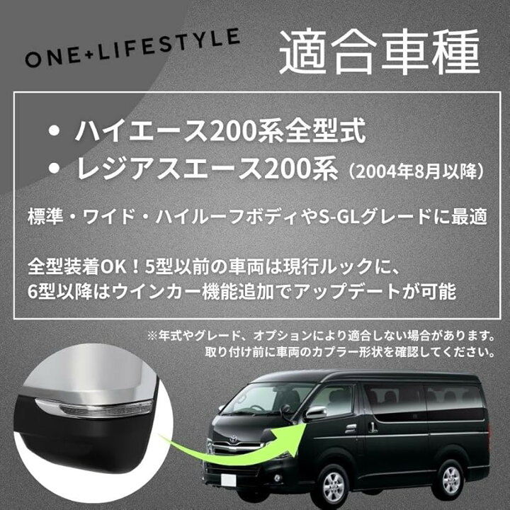 楽天市場】ハイエース200系 全型式対応 6型ルック ドアミラー クローム 