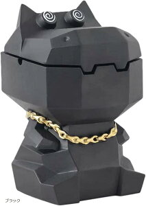 灰皿 卓上 蓋付き 大容量 かば型 面白い灰皿(ブラック)