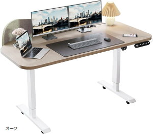 パソコンデスク 電動昇降式 ゲーミングデスク 机 スタンディングデスク PCデスク つくえ 高さ調節可能 メモリー機能付き 間仕切り付き マウスパッド付き (オーク, 120x60cm)