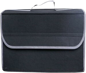 車用トランクケース 収納ボックス 洗車用品 荷物入れ 整理 車載 車内 カー用品 折り畳み フェルト素材 滑り止め付 (ブラック, 2.1リットル)