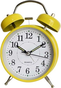 アナログ 可愛い 振動 大音量 ベル 絶対起きれる目覚まし時計 おしゃれ うるさい 爆音 アラームクロック めざまし時計 目さまし時計 絶対に起きる目覚まし (イエロー, 小)