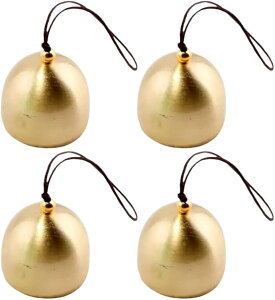 吊り下げベル 鈴 ドアベル 玄関 クリスマス 飾り ミニ アルミ合金 4個セット (ゴールド, 2.8cm)
