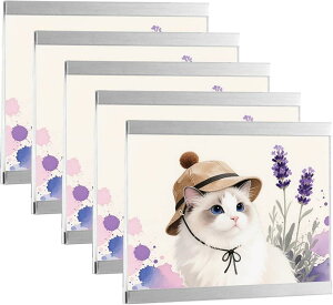 賞状額縁 5個セット A4の賞状用 壁掛け マグネット内蔵 180°開閉 アクリル ディスプレイフレーム 表彰状 入替アートパネル 褒章 樹脂製フレーム (銀色)