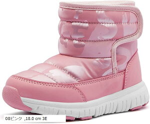 スノーブーツ キッズ ウインターブーツ ベビー 女の子 男の子 スノーシューズ 子供 雪遊び アウトドア 冬用 靴 雪用 裏ボア 防水 防寒 滑り止め 軽量 (08ピンク, 18.0 cm 3E)
