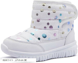 スノーブーツ キッズ ウインターブーツ ベビー 女の子 男の子 スノーシューズ 子供 雪遊び アウトドア 冬用 靴 雪用 裏ボア 防水 防寒 滑り止め 軽量 (02ホワイト, 17.0 cm 3E)